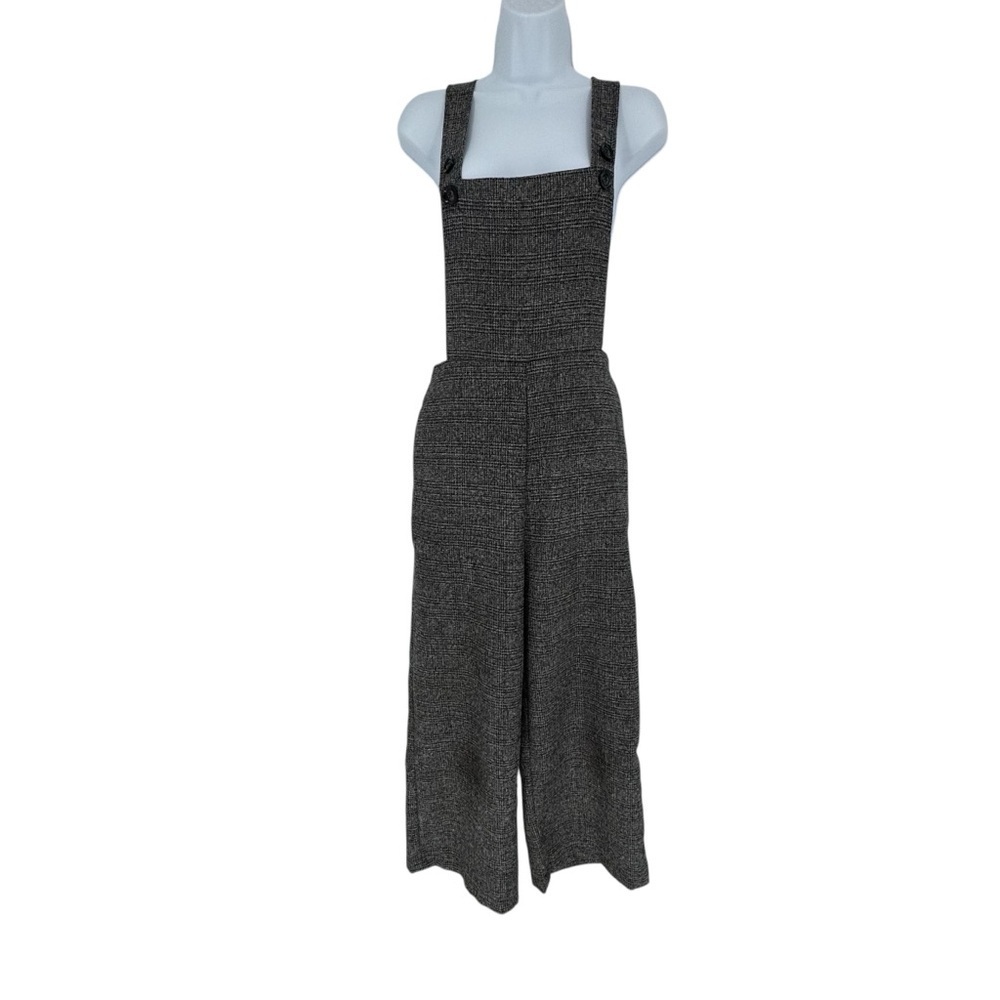 Sadie & Sage Gray Women's Plaid Checkered Criss Cross Back Jumpsuit Size S/M